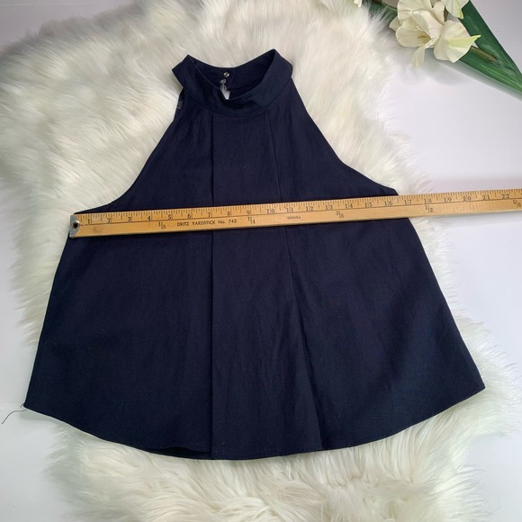 Revolve J.O.A Los Angeles Trapeze Halter Pleats Tank Linen cotton Blue Size SX - Picture 15 of 16